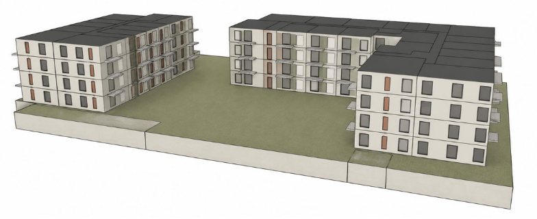 3D model of a residential complex used for energy simulation